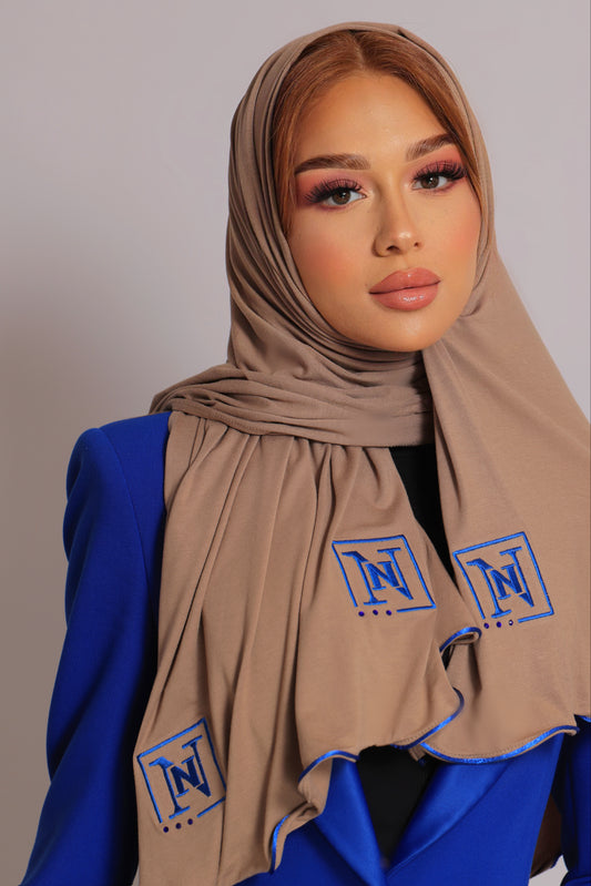 NNIYAH HOOFDDOEK COLOR DIP BEIGE X BLUE